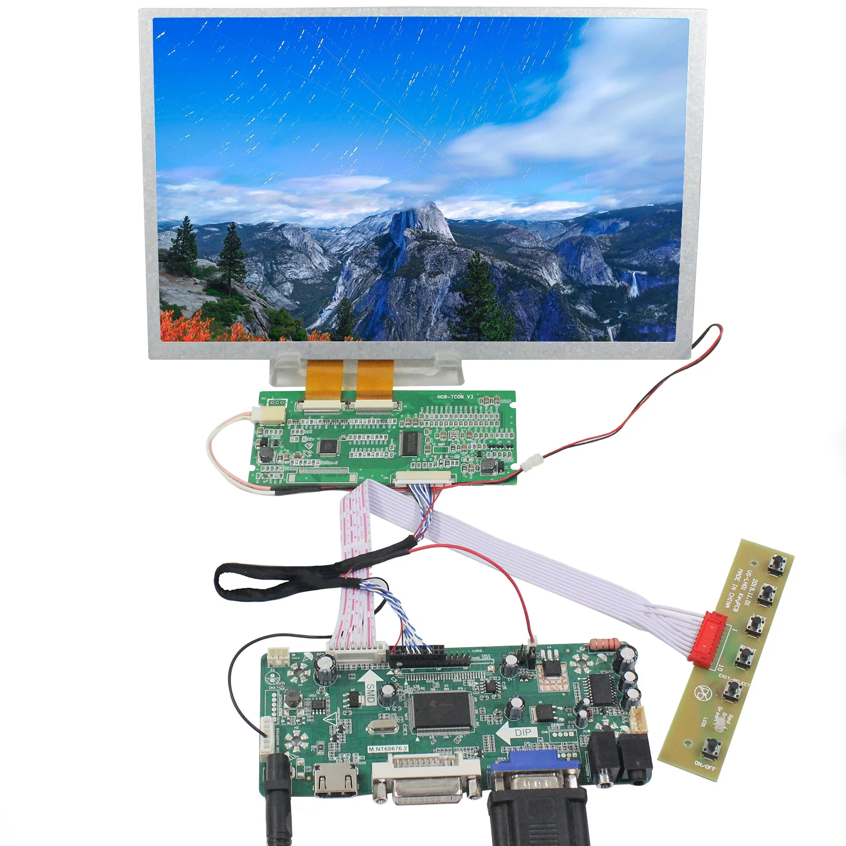 

HD MI DVI VGA LCD Controller Board 10.1inch AV101VW01 V3 800X480 LCD Screen