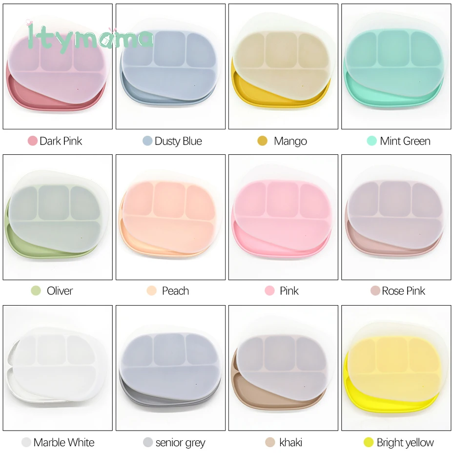 

New Children's Dishes Feeding Bowls Baby Silicone Sucker Bowl BPA Free Solid Baby Plate Tableware Set Kids Plate With Lid Plate