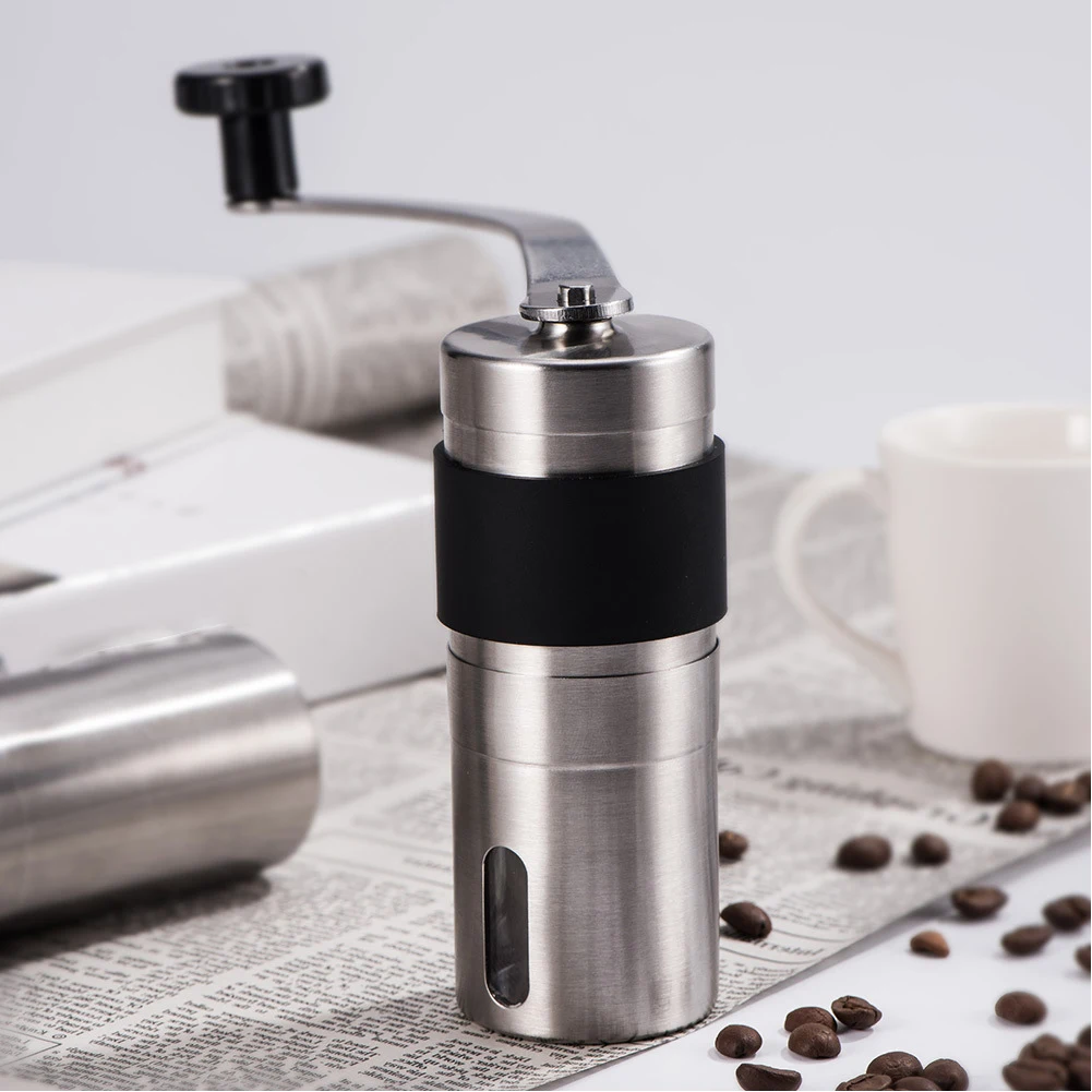 

Silver Coffee Grinder Mini Stainless Steel Hand Manual Handmade Coffee Bean Burr Grinders Mill Kitchen Tool Grinders
