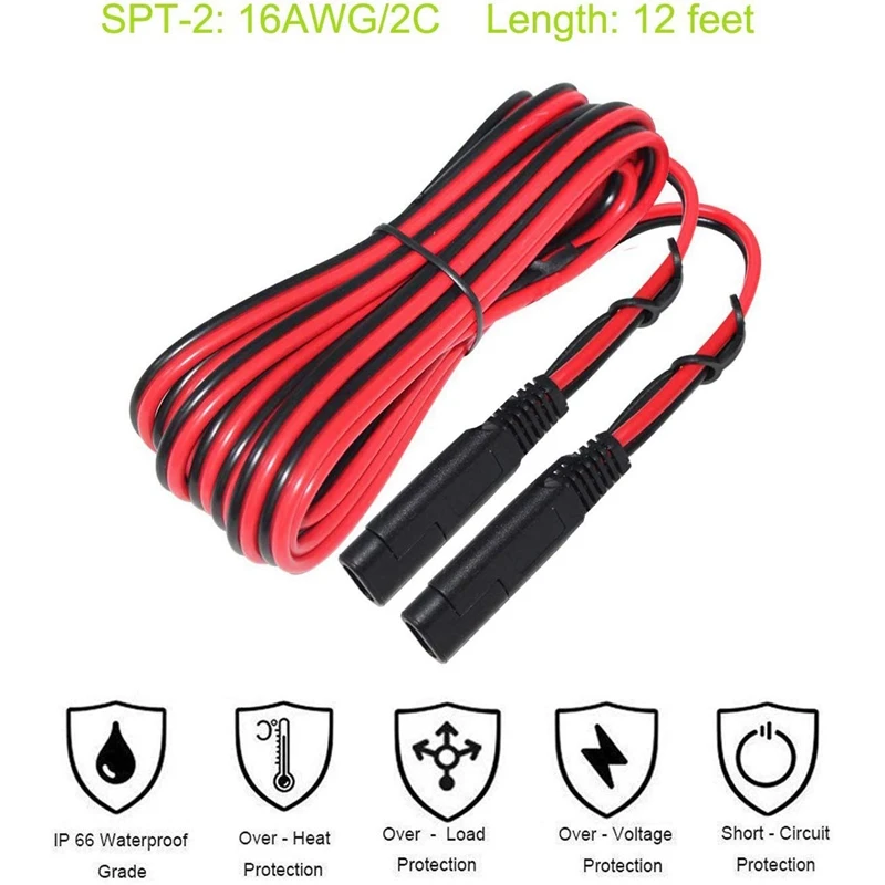 

Удлинительный кабель SAE к SAE, 6,5 фута, 14AWG, быстроразъемный провод, штекер шнура постоянного тока для прицепа, RV, лодки, лагеря, Solar P