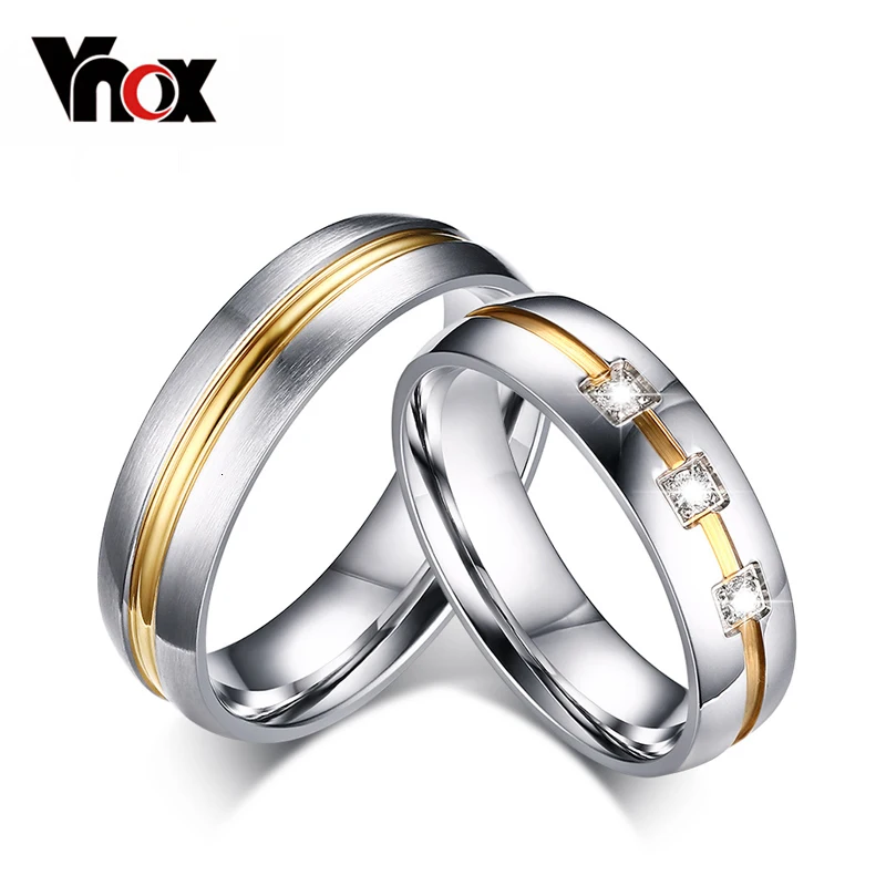 Vnox Винтаж обручальное кольцо для Для женщин/Для мужчин камень cz 316L Нержавеющая сталь из металла