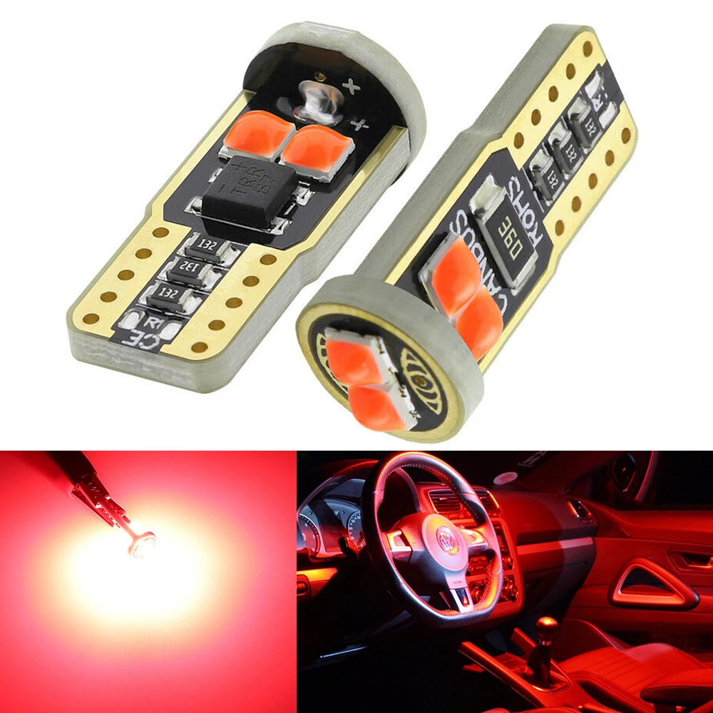 

100Pcs T10 W5W 194 168 3030 6SMD LED Canbus no error Car Bulb Interior Light 12V Instrument Reading Wedge License Plate Lights