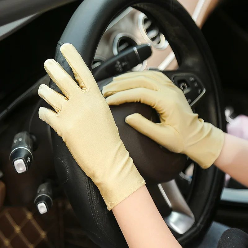 

Gloves Men Women Fashion Summer Thin Sun Protection Black White Etiquette Dance Gloves Pure Color Elastic Cycling Driving Glove