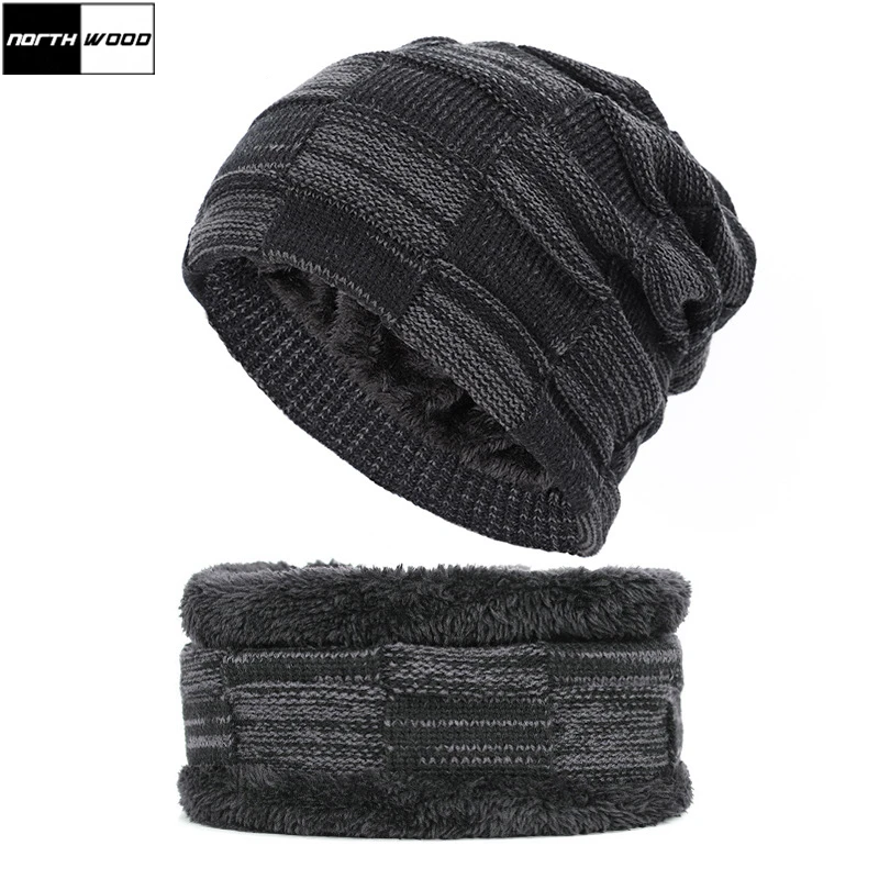 [NORTHWOOD] Новая Мода Зимняя Шапка Шапки Для Мужчин Женщин Теплая Шея Шарф Cap Plus