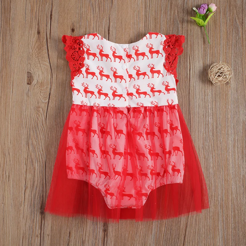 

2020 Pudcoco Rompers 0-24M Toddler Baby Christmas Elk Print Costumes Round Neck Sleeveless New Style Clothing for Kids
