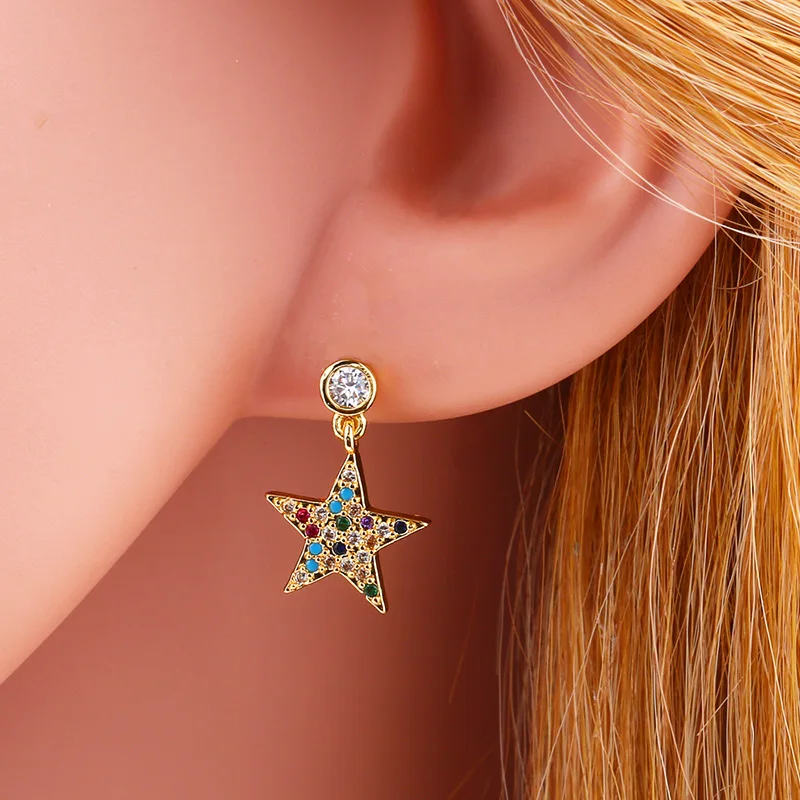 Flola Fine Gold Filled Star 24k Ear Climber Радужная серьга arcobalt ENO ювелирные изделия дешевые