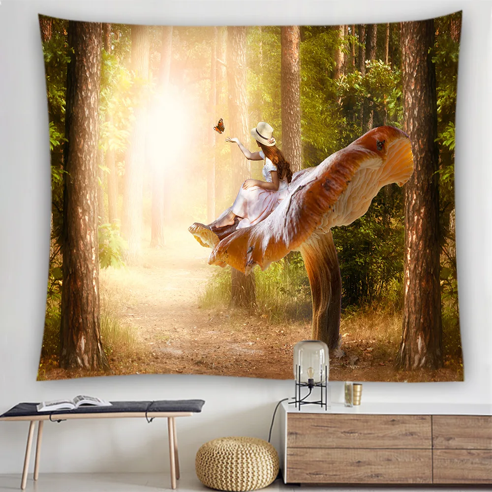 

Large Fabric Wall Tapestry Psychedelic Mushroom Aesthetic Room Decor For Bedroom Bohemian Vintage Macramé Hanging Blanket Carpet