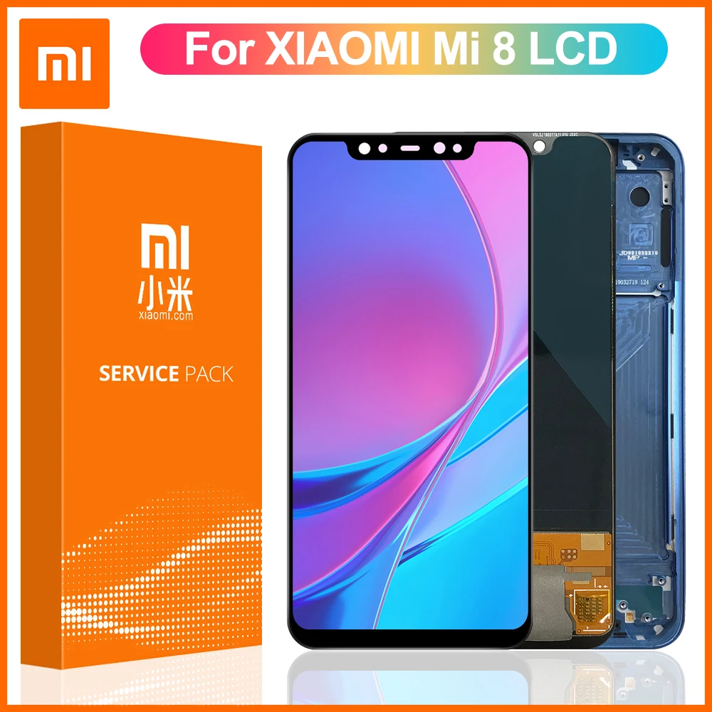 

100% Оригинальный 6,21 ''дисплей с рамкой для Xiaomi MI8 Mi 8 Global LCD сенсорный экран дигитайзер в сборе запасные части