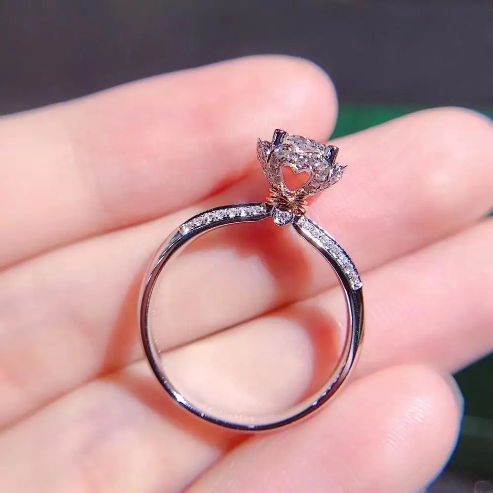 

Женское Обручальное Кольцо AEAW, роскошное обручальное кольцо с натуральным бриллиантом 0,5ct 5 мм 18K из белого золота