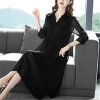 spring and summer new dress women 2021 fashion temperament heavy industry miyake wrinkled loose and thin temperament dress women