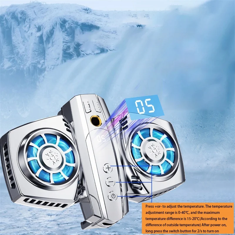 

Temperature Adjustment Mobile Phone Radiator Dual Fan Semiconductor Radiator Cooling Fan Game Rack Silent