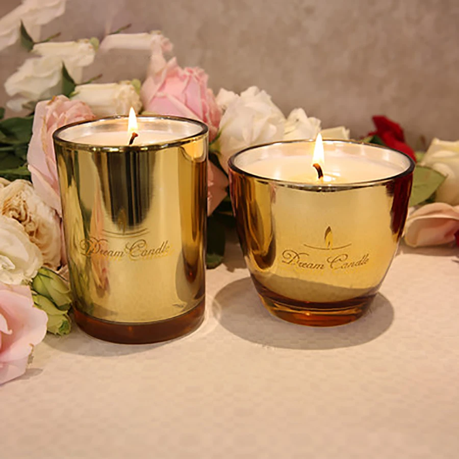 Натуральное Соевое Золото батарея без свечей свадебное украшение Арома