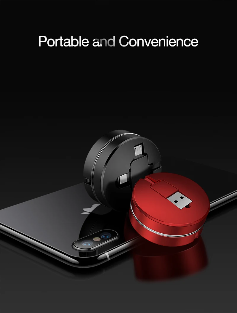 CAFELE USB Type C Cable Fast Charge 3 in 1 retractable Micro usb cable for iphone x xr 7 redmi Huawei Support Data sync