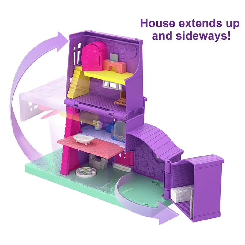 Mattel Polly Pocket House : 4 Stories 11 Accessories &amp Micro Dolls Play house games Set Toy for Children Gift GFP42 | Игрушки и хобби