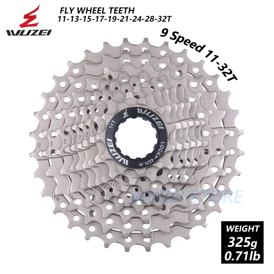 WUZEI 8 S/9 S/10 S/11 S/12 S кассета 32/36/40/42/46/50T Сталь mtb горный велосипед свободного хода Совместимость Shimano - Color: 9 Speed 11-32T