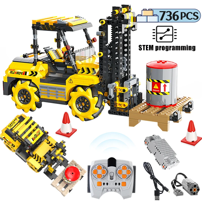 

City Technical Remote Control Engineering Trucks Building Blocks RC APP Programming Voice Excavator Car Bricks Toys For Children