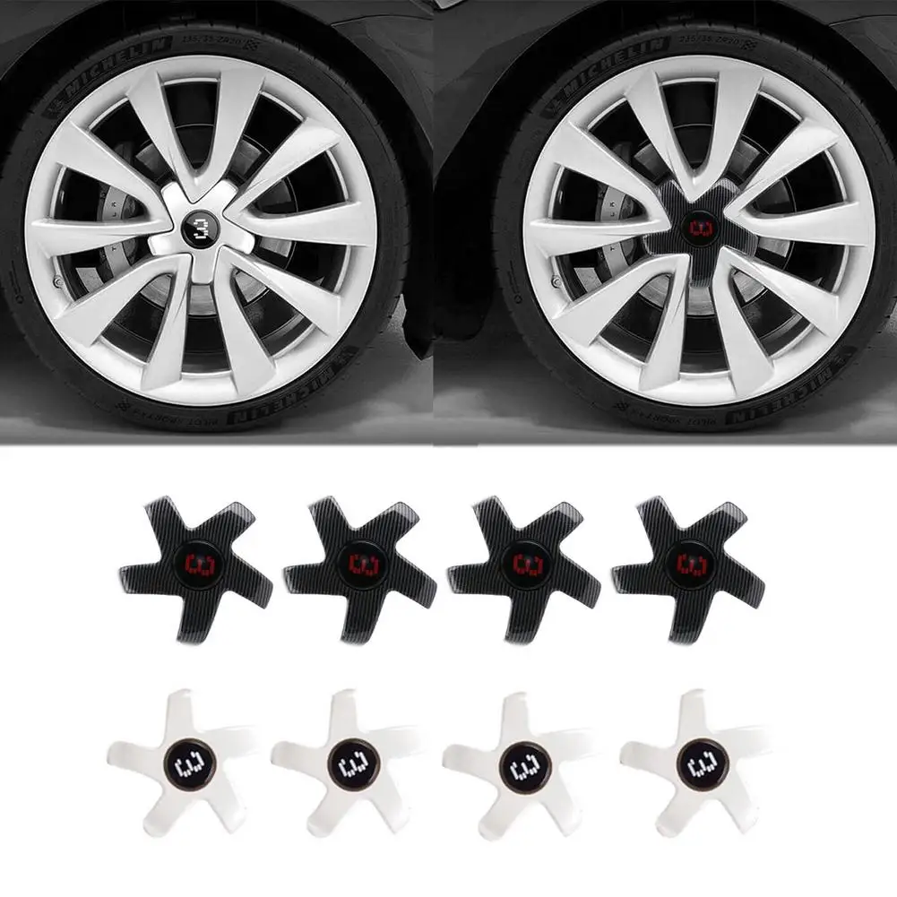

Five Claw Wheel Center Caps For Model 3 18 Inch Wheel Hub Cover Carbon Fiber Kits Wheel Hub Covers Car Decoration Modification