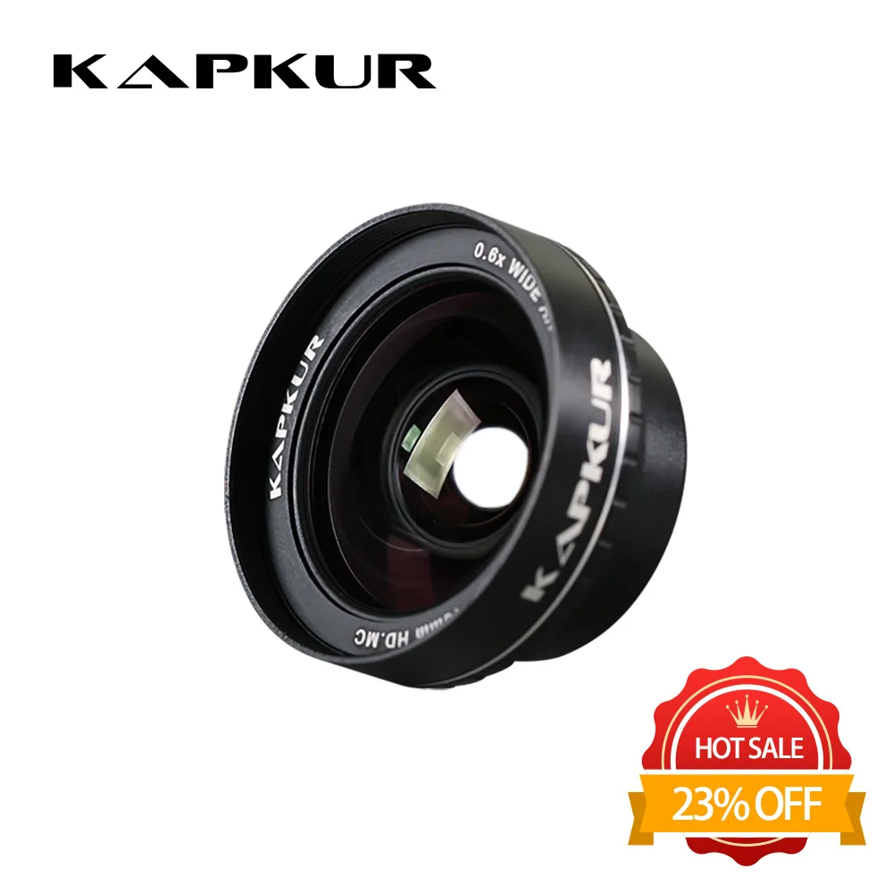 Объектив Kapkur для телефона 0.6X HD 4K широкоугольный объектив. камеры смартфона серии
