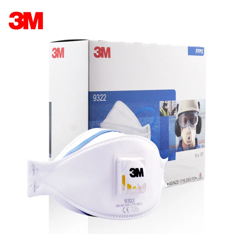 

3M 9322 FFP2NR D Face Mouth Mask Anti-PM2.5 Mist Respirator Welding Safety Cool Flow Outdoor Cycling Mining Foundry Smoke Pollen
