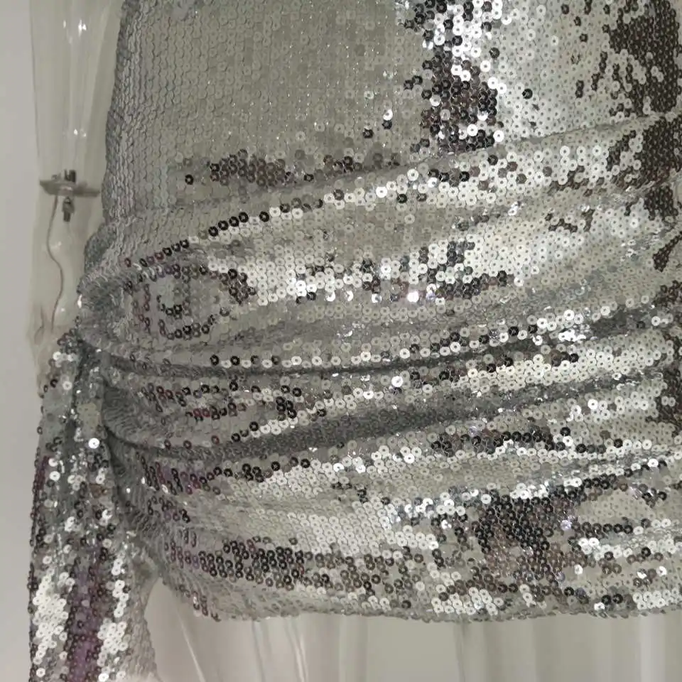 

Luxury Bling Sequin Mini Dress Women Daily Outfit Shinny Dropped Square Collar Short Club Wear Sexy Party Dress