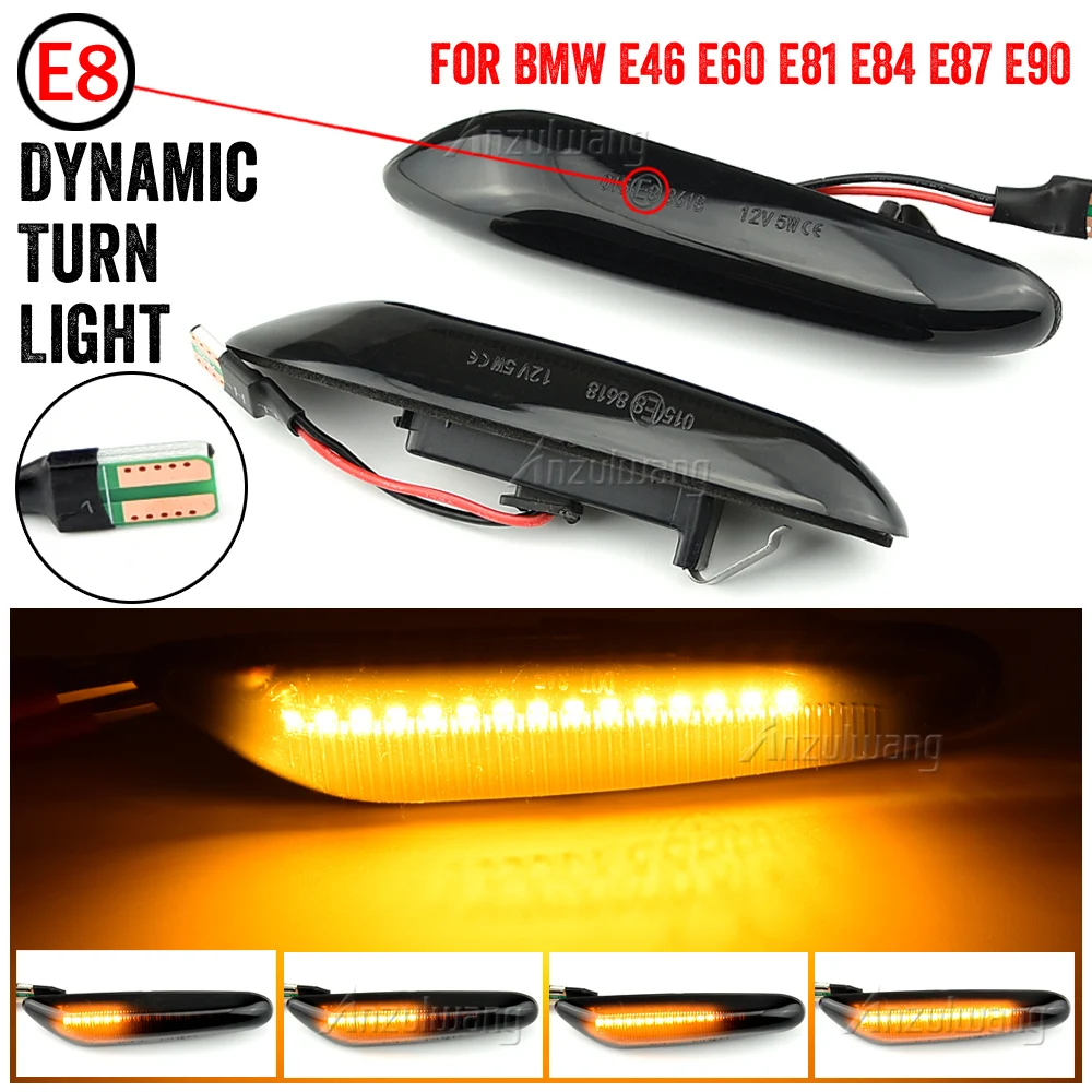 

2pcs Dynamic Flowing LED Turn Signal Side Marker Light Blinker Lamp for BMW E46 E60 E61 E90 E91 E81 E82 E88 X3 X1