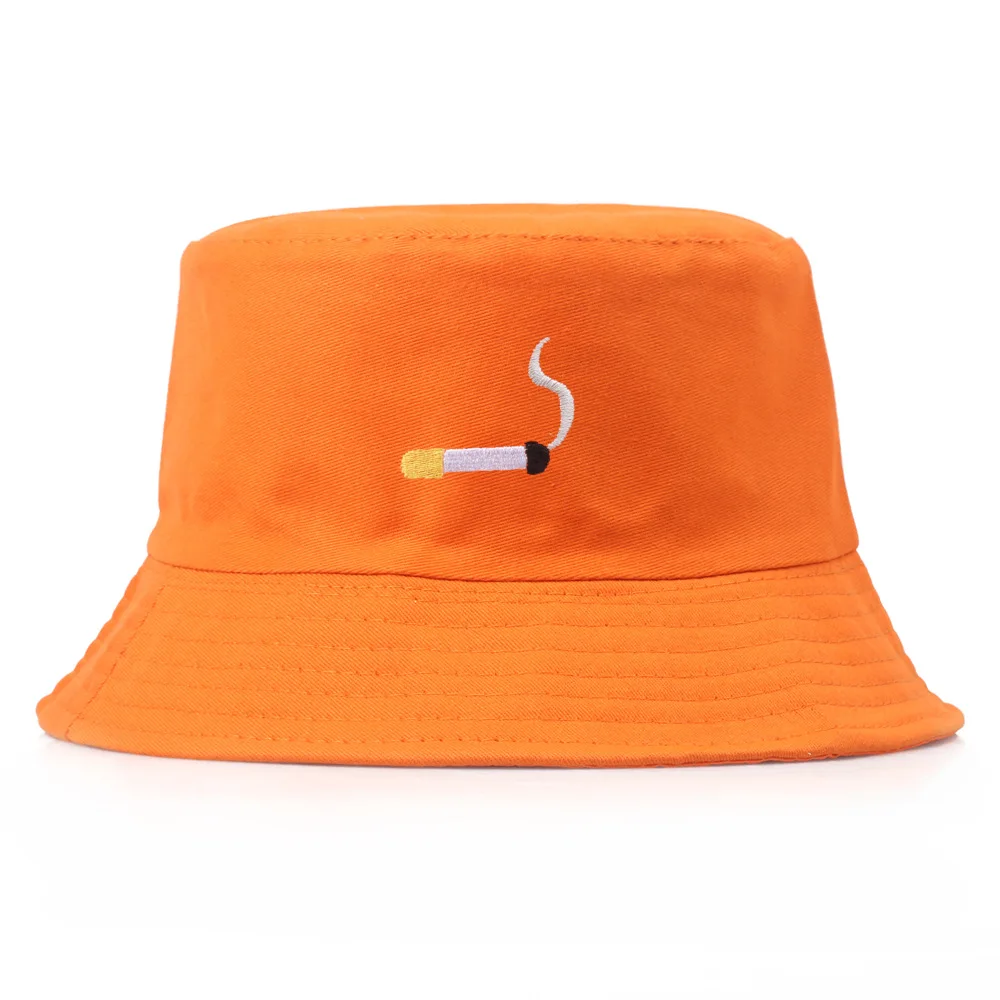 

Cigarette Embroidery Bucket Hat Men Women Hip Hop Outdoor Fishing Cap Panama Bob Hats Summer Lovers Flat Hat NO CHILL