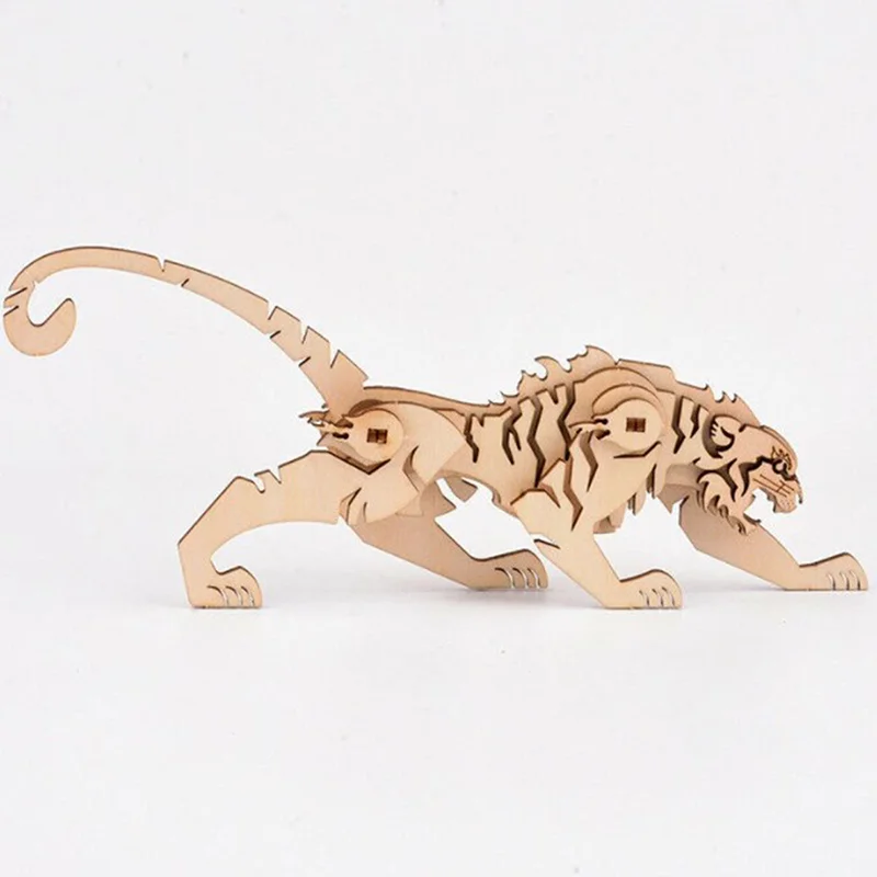 3D Деревянный Пазл сделай сам олень тигр строительные наборы Обучающие игрушки