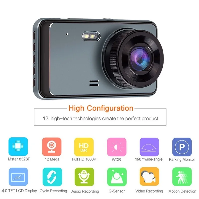 Видеорегистратор Автомобильный видеорегистратор камера Full HD 1080P 1296P двойной