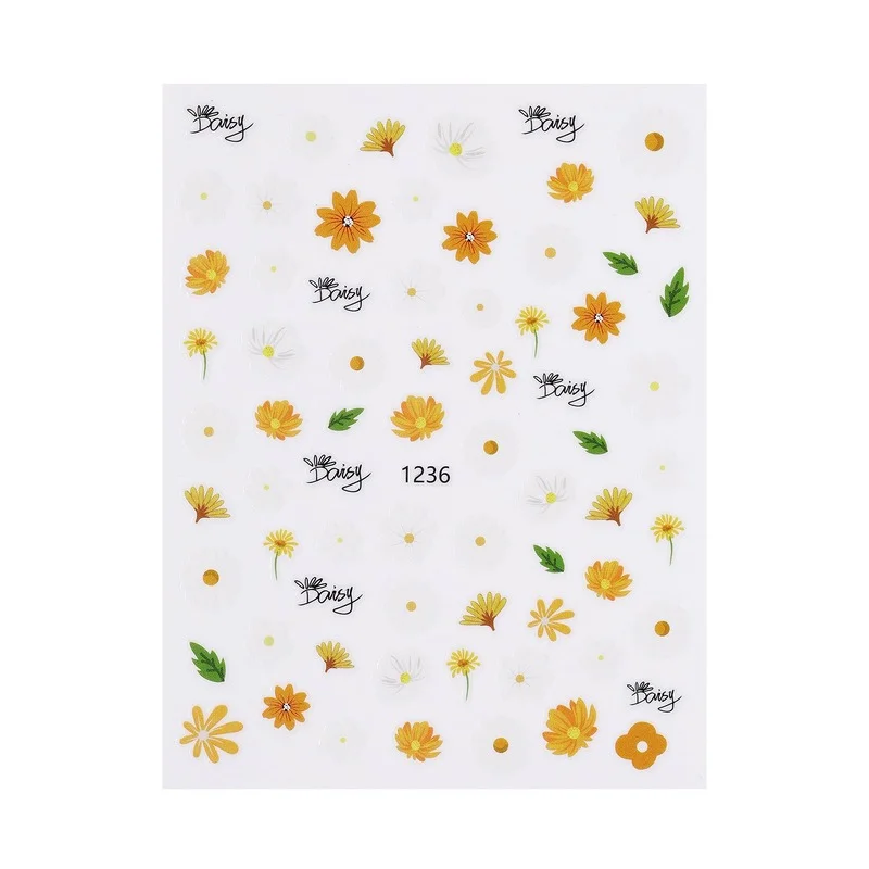 

1 Sheet Summer Nail Stickers Daisy Flower Strawberry Fruit 3D Design Self-adhesive Sticker Decal Nail Slider Decoration Manicure