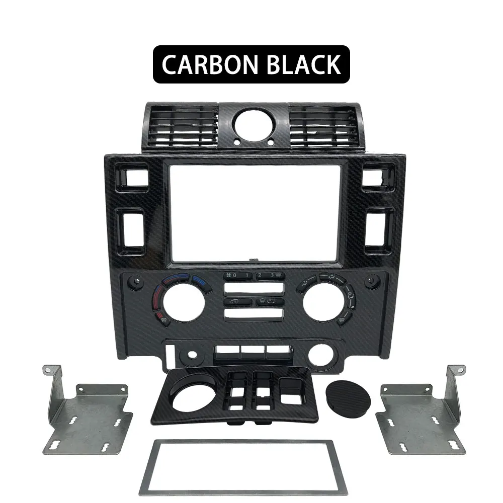 

Car styling Tuning Interior Parts Double Din Fascia Kit for Land Rover Defender glossy black matt black CARBON LOOK