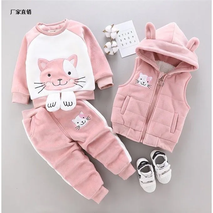 Теплый зимний комплект для маленьких мальчиков и девочек детский утепленный