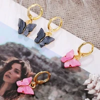 american new colorful acrylic butterfly earrings creative retro simple butterfly earrings for women new earrings
