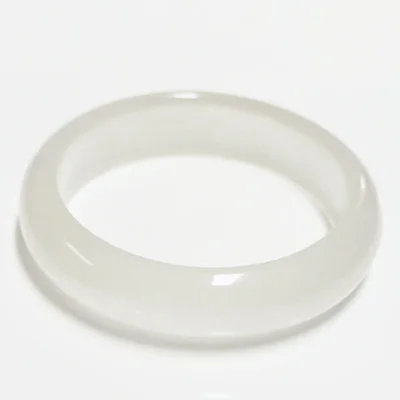 

Zheru Jewelry Natural Hetian Jade White 54-64mm Bracelet Elegant Princess Beads, Best Gift for Mother and Girlfriend