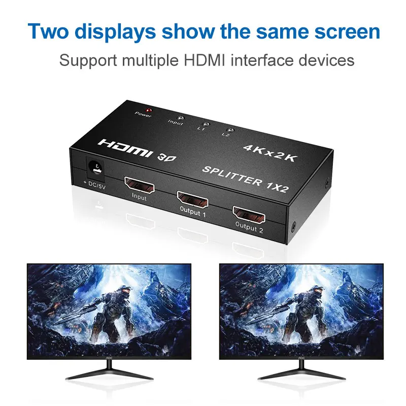 HDMI Splitter 4K 3D 1x2 Split Adapter Switcher 1 input 2 output for PS4/3 TV Box Switch computer | Электроника