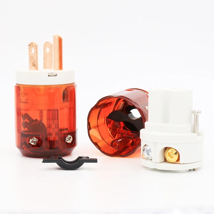 

Pair P-046E Pure Red-Copper US Power plug + C-046E IEC Connector Series for power cable White End P-046 PLUG