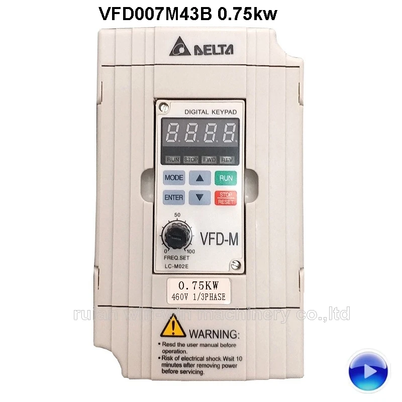 

VFD007M43B VFD-M 0,75 кВт 460 В преобразователь частоты двигателя переменного тока контроллер частоты машины запасные части