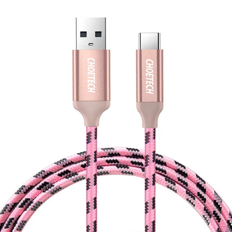 CHOETECH usb type-C кабель type-C 1 м Быстрая зарядка Usb 3,0 кабель для samsung Galaxy S8 USB-C для Xiaomi Mi5 кабели для мобильных телефонов - Цвет: Pink