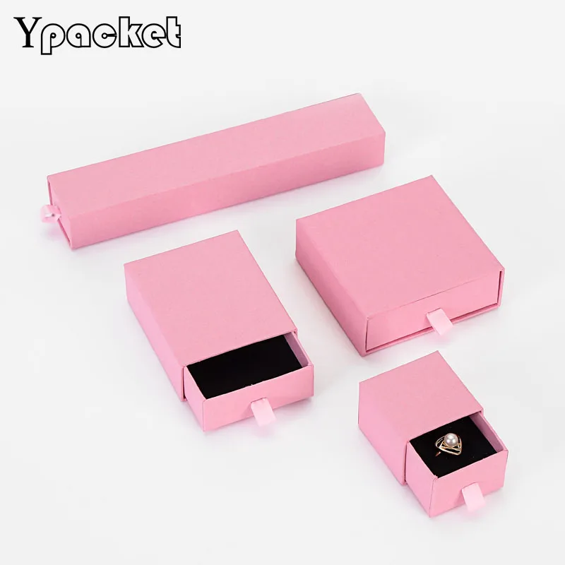Pink Jewelry Box  Drawer Jewelry Organize Ring Earring Packaging Boxes Necklace Pendant Case Bracelet Packing 60pcs/Lot