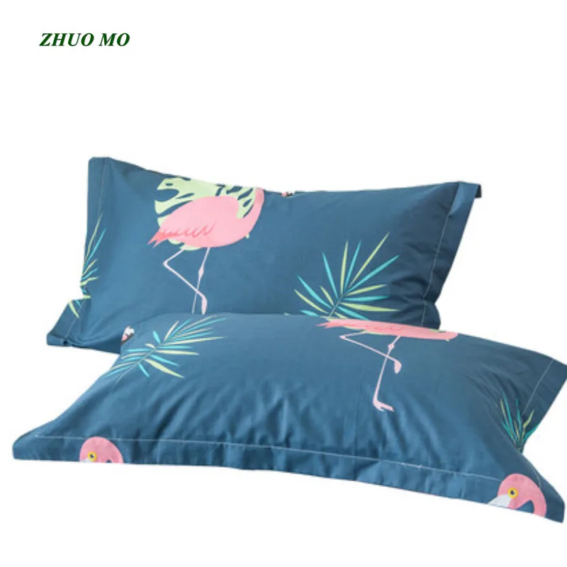 

ZHUO MO 2pcs 48x74cm Flamingo pillowcase flower Cotton cloth Cushion Cover pillow cover bedding for women and men bedding cover