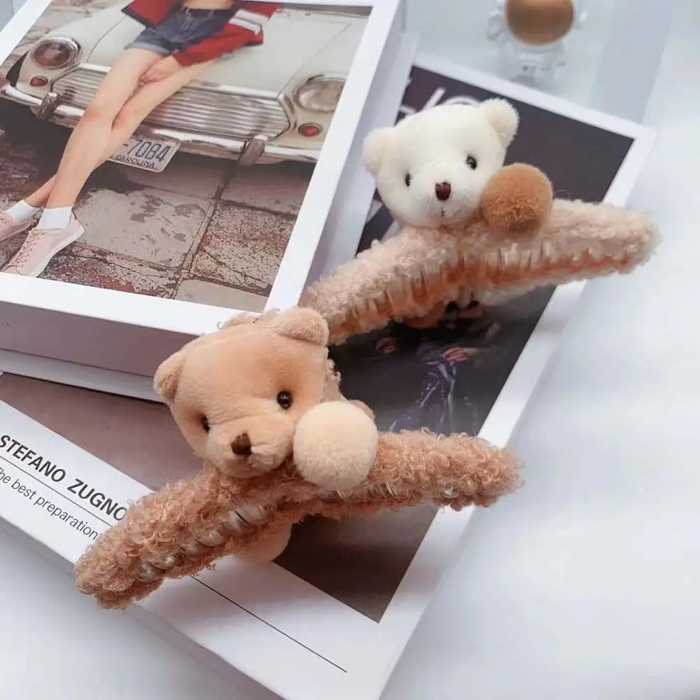 1 шт. модные заколки для волос с плюшевым медведем супер милая универсальная