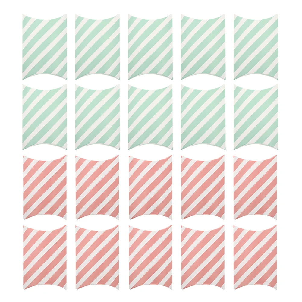 

20Pcs Gift Boxes Paper Pillow Boxes Goodies Boxes Stripes Present Cases Holder