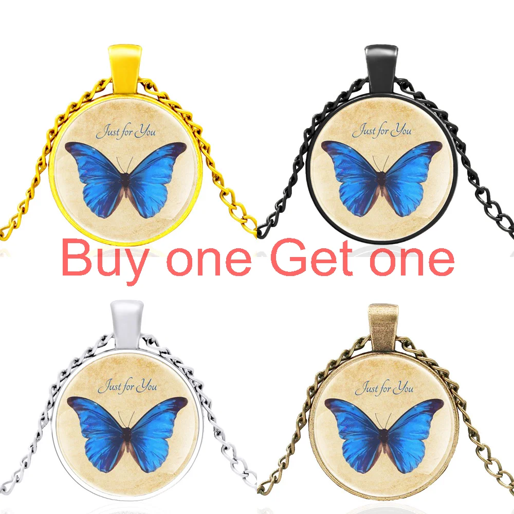 

Новое поступление, дизайн с голубой бабочкой, черный стеклянный купол, модные мужские и женские очаровательные ювелирные изделия, кулон, ожерелье, подарки