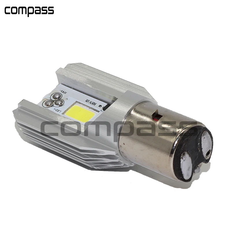 1x DC 6-80V 12W WL LED Motorcycle Headlamp COB BA20D Ampoule moto-phares |
