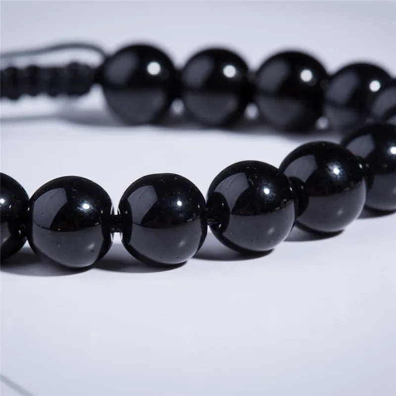 1 шт. Регулируемый обсидиановый каменный браслет 10 мм для здоровья потери веса