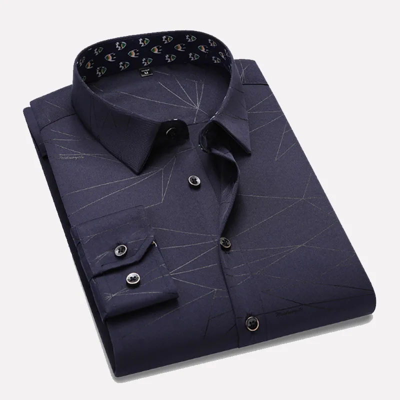 Рубашка мужская приталенная с длинным рукавом модная Повседневная блуза принтом