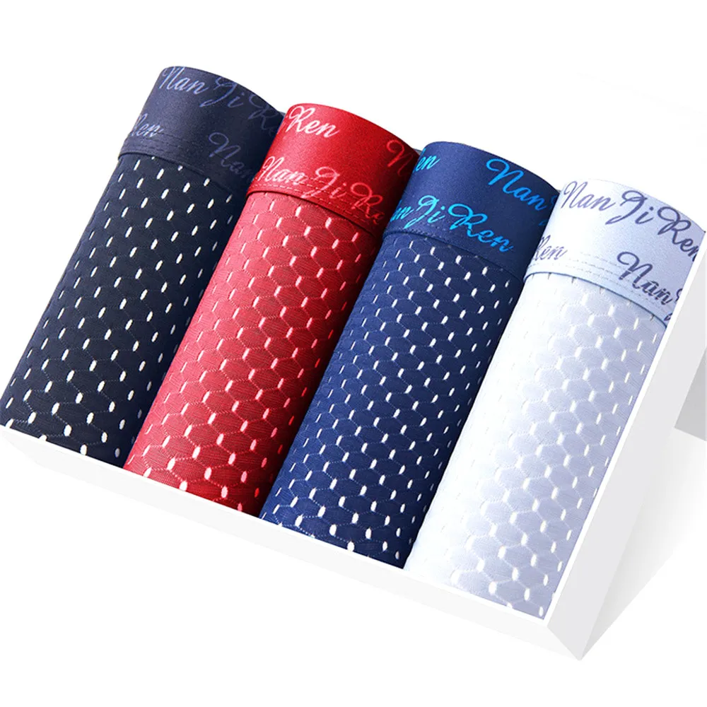 4PCS/Pack Brand Men's Ice Silk Breathable Underwear High Quality Men Underwear Modal Boxers Summer Thin Comfortable Trunk Shorts