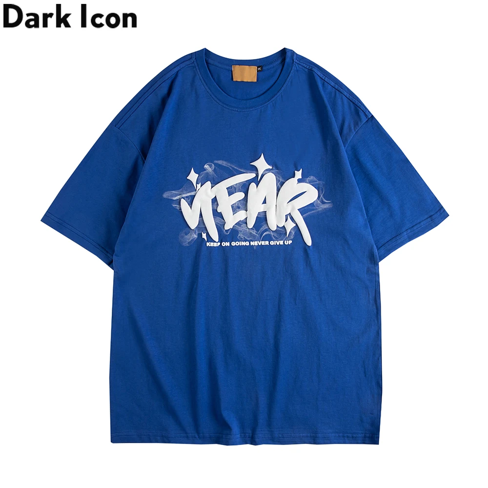 

Dark Icon Puff Printed Men's T-shirt Summer Round Neck Tshirts for Men Cotton Tee