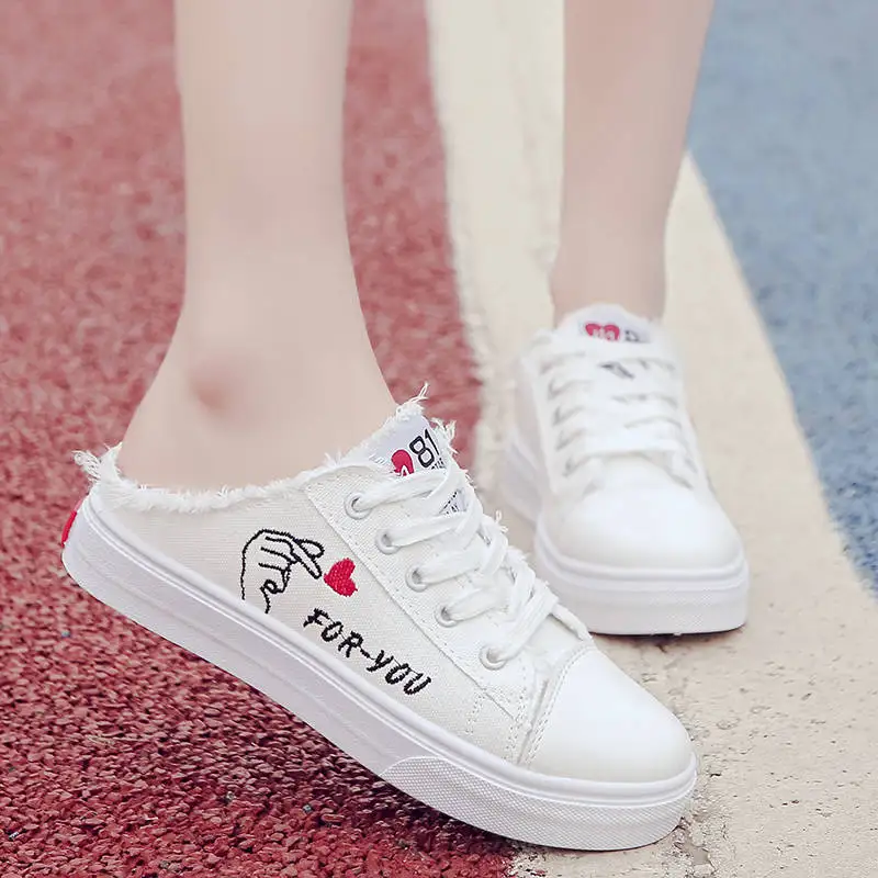 

New 2020 Women Canvas Shoes White Flat Casual Sneakers Women Flats Breathable Summer Shoes Woman Ladies Shoes