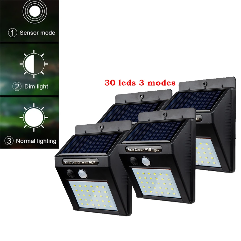 2/4 шт. 30 светодиодный светильник на солнечной батарее уличный водонепроницаемый