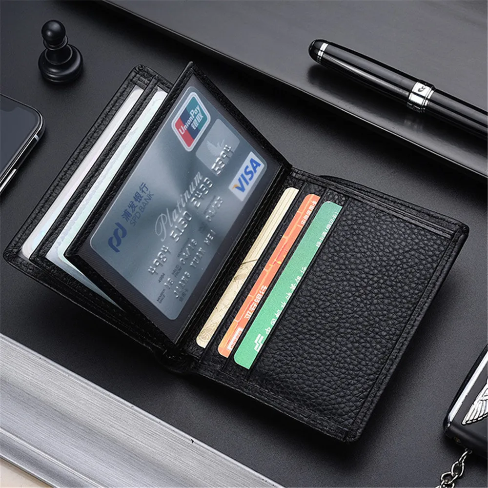 

New Men's Short Wallet Pu Vertical Leather Driving License Bag Permit Card Holder Wallet